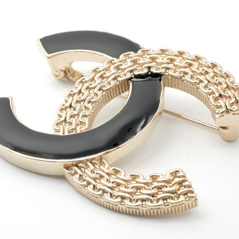 Chanel Brooch Corsage Gold Black Here Mark Bicolor