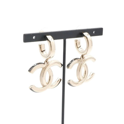 Chanel Earrings Earring Gold Black White Coco Mark Hoop Earrings