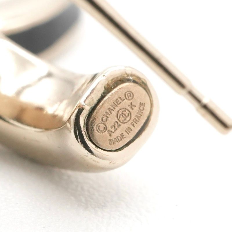 Chanel Earrings Earring Gold Black White Coco Mark Hoop Earrings