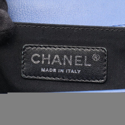 Chanel Shoulder Bag Boy Chanel Blue Patent Leather Boy Chanel Chain Shoulder