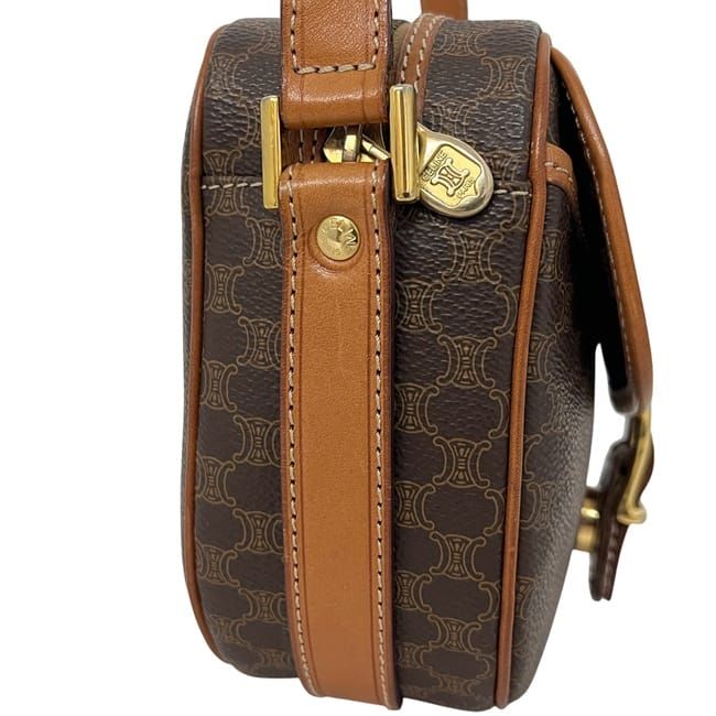 Celine Shoulder Bag Brown Macadam PVC Leather Preowned