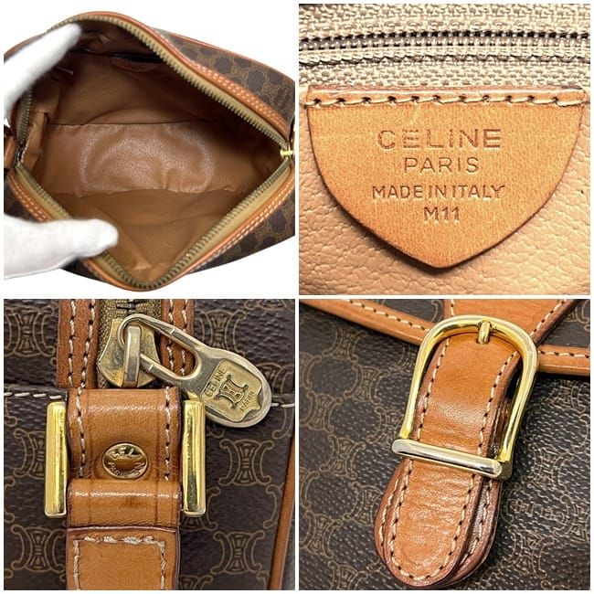 Celine Shoulder Bag Brown Macadam PVC Leather Preowned