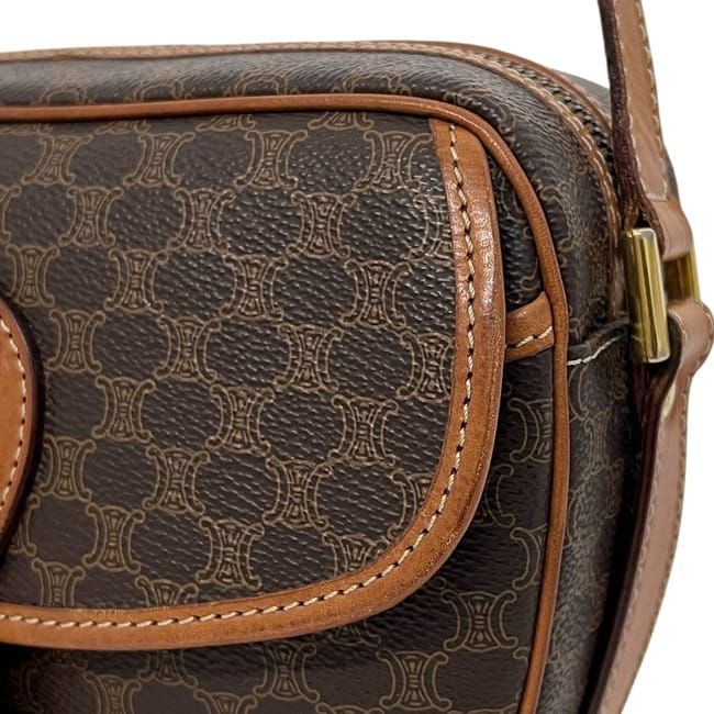 Celine Shoulder Bag Brown Macadam PVC Leather Preowned