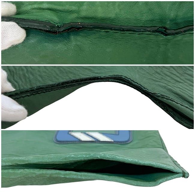 Prada Tote Bag Initial Patch Green Large Leather Nappaleather