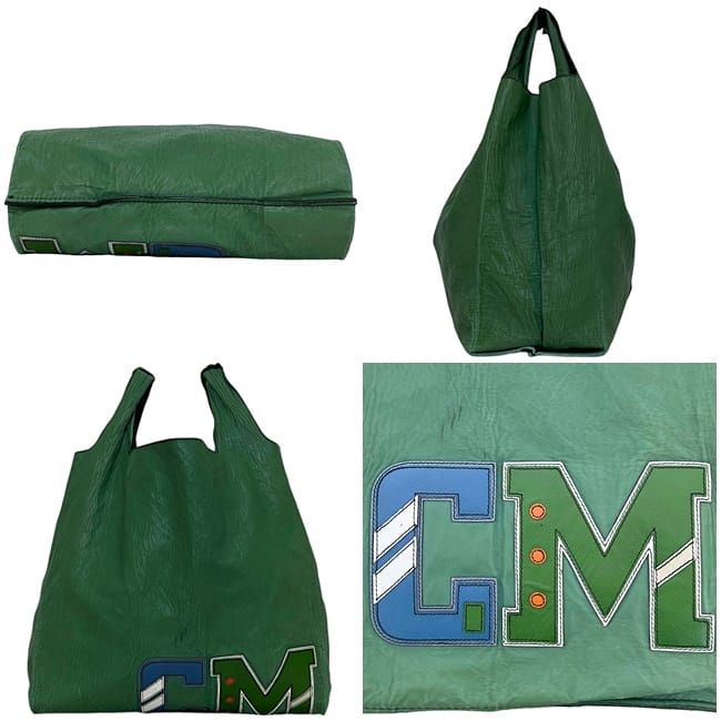 Prada Tote Bag Initial Patch Green Large Leather Nappaleather