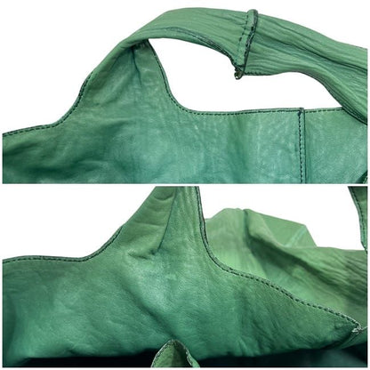 Prada Tote Bag Initial Patch Green Large Leather Nappaleather