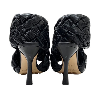 Bottega Veneta Intrecciato Sandals Shoes Leather Black Cross Strap Braided