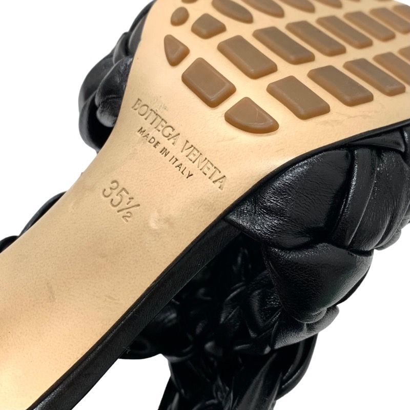 Bottega Veneta Intrecciato Sandals Shoes Leather Black Cross Strap Braided