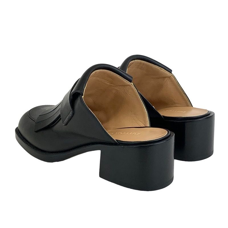 Bottega Veneta Sandals Shoes Leather Black Sabot Mule Fringe