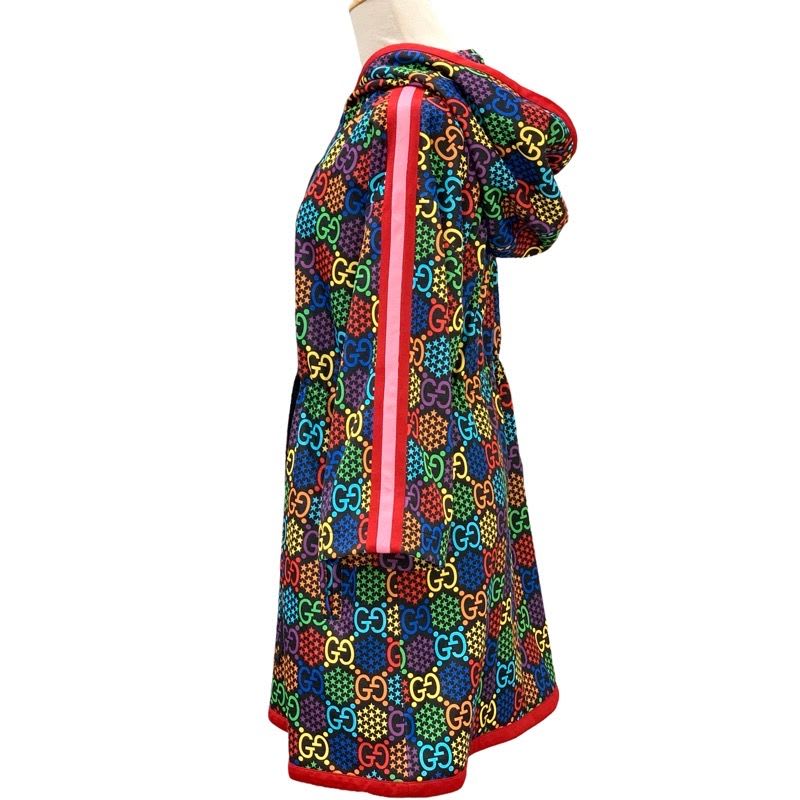 Gucci Dress Black Multicolor Psychedelic Logo Star Hood