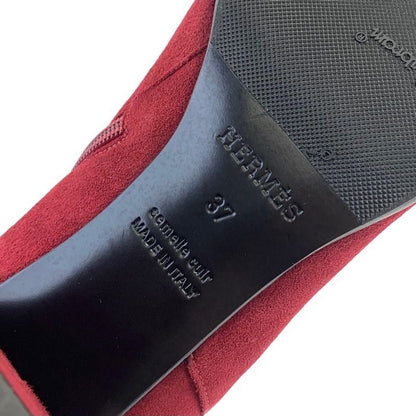 Hermes Saint-germain Boots Short Boots Shoes Suede Red Silver Kelly Hardware