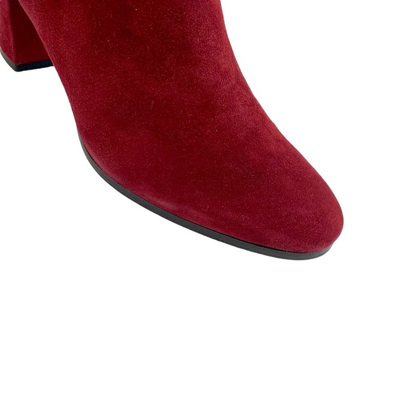 Hermes Saint-germain Boots Short Boots Shoes Suede Red Silver Kelly Hardware