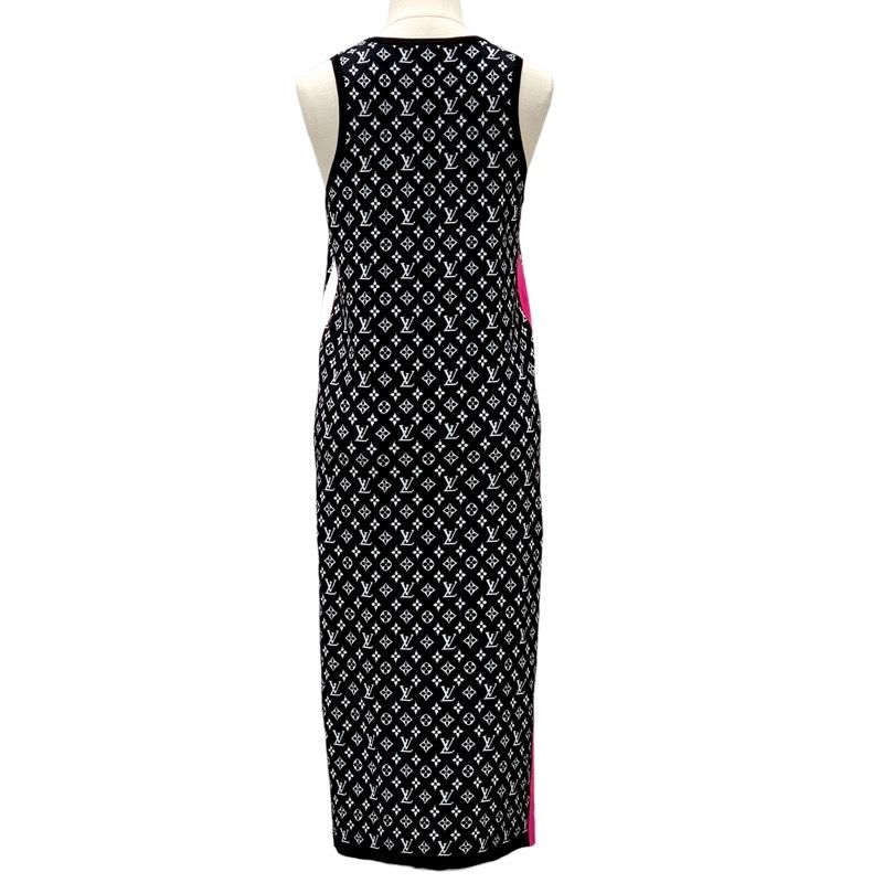 Louis Vuitton Monogram Dress Black Long Fuchsia Accent Sporty Knit