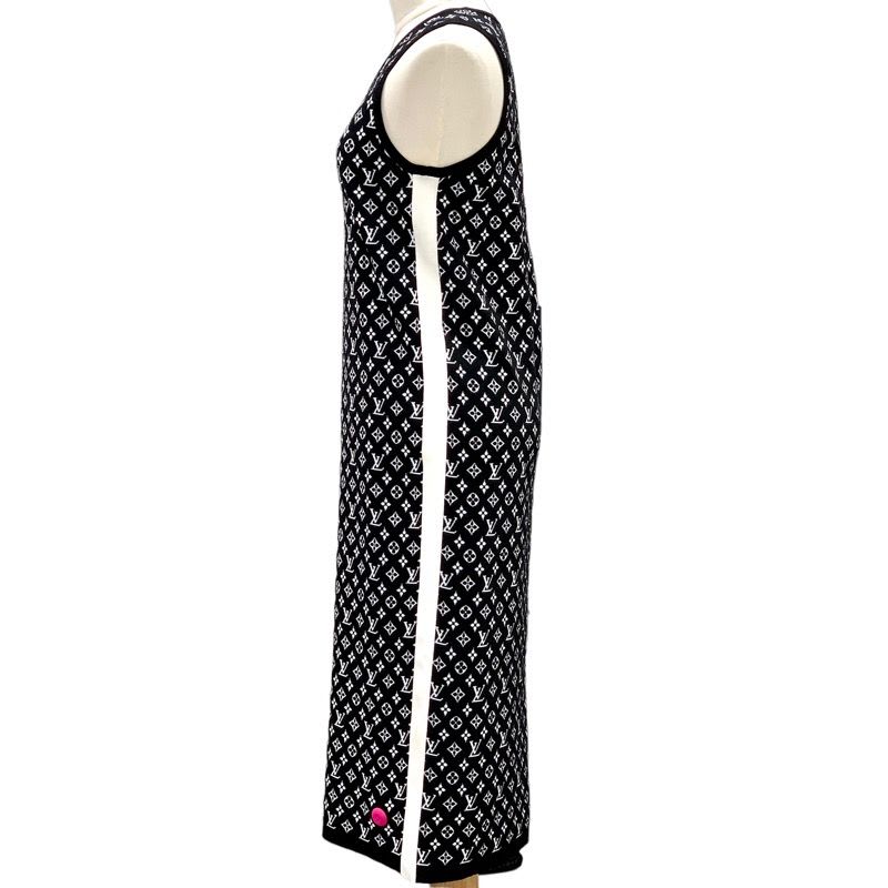 Louis Vuitton Monogram Dress Black Long Fuchsia Accent Sporty Knit