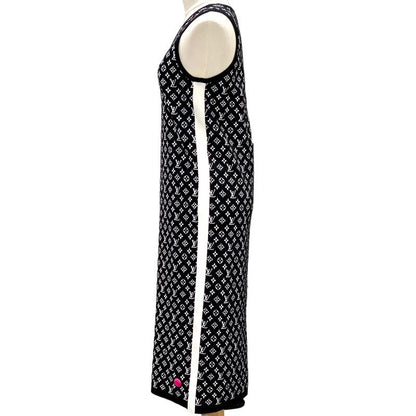Louis Vuitton Monogram Dress Black Long Fuchsia Accent Sporty Knit