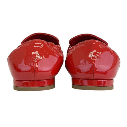 Chanel Loafer Leather Shoes Patent Red Flat Shoes Here Mark