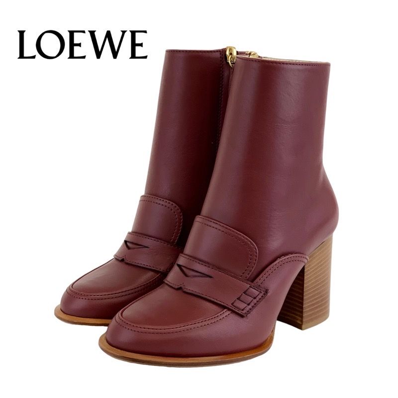 Loewe Boots Short Boots Shoes Leather Bordeaux Unused