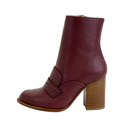 Loewe Boots Short Boots Shoes Leather Bordeaux Unused