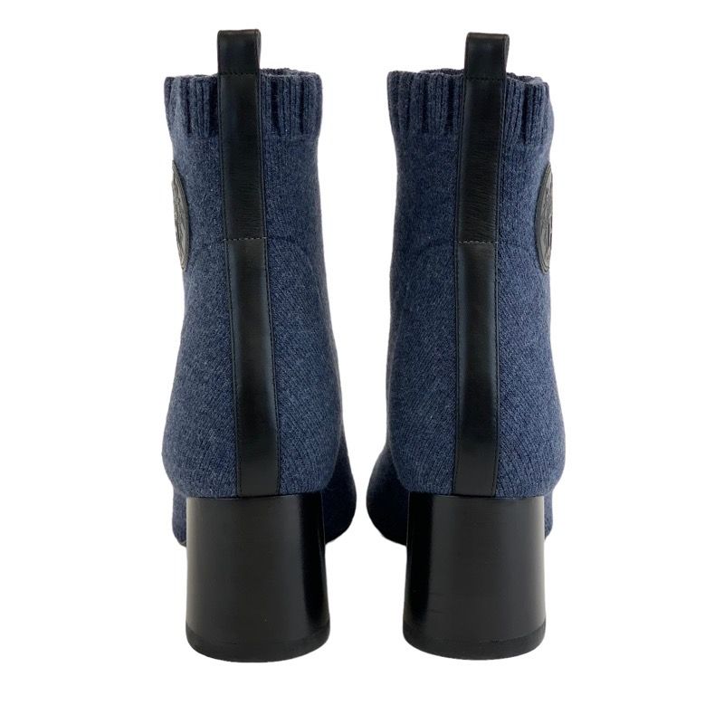 Hermes Volver Boots Short Boots Shoes Fabric Leather Blue Black Sock Boots