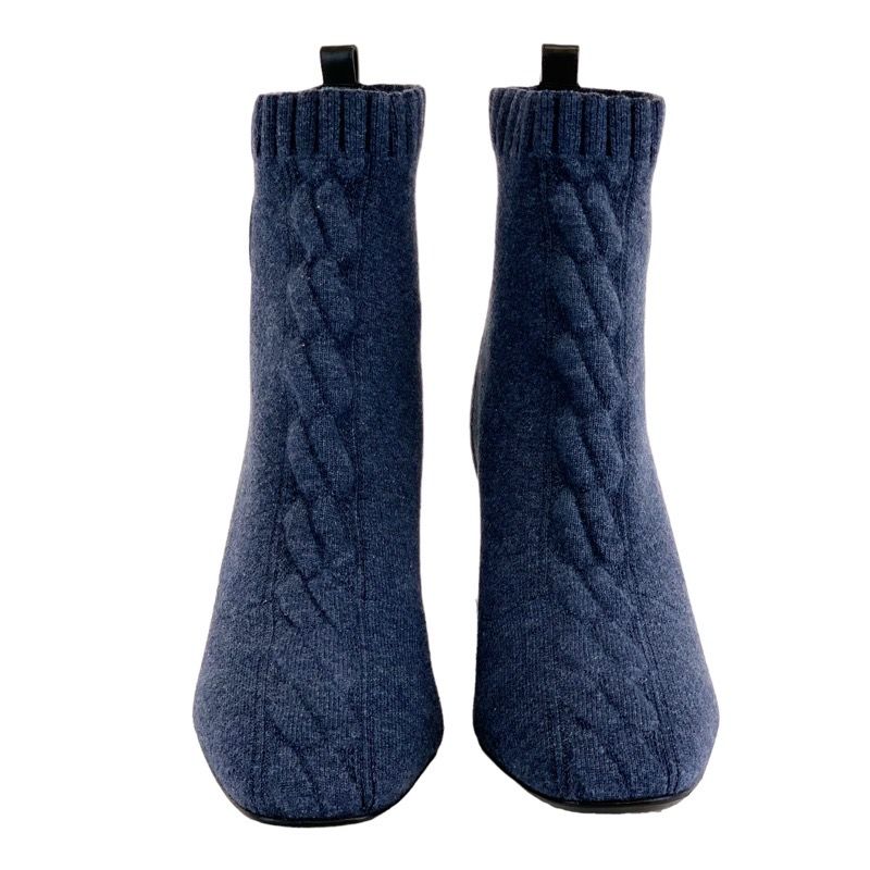 Hermes Volver Boots Short Boots Shoes Fabric Leather Blue Black Sock Boots