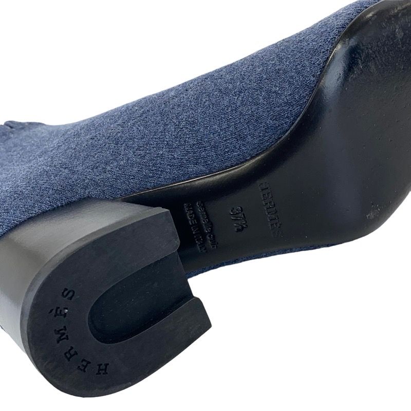 Hermes Volver Boots Short Boots Shoes Fabric Leather Blue Black Sock Boots