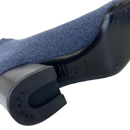 Hermes Volver Boots Short Boots Shoes Fabric Leather Blue Black Sock Boots