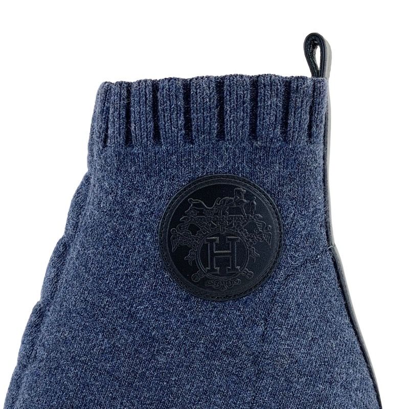 Hermes Volver Boots Short Boots Shoes Fabric Leather Blue Black Sock Boots