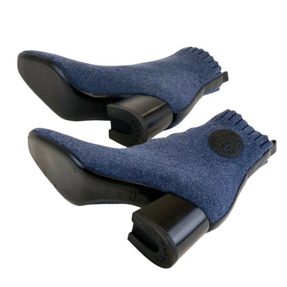 Hermes Volver Boots Short Boots Shoes Fabric Leather Blue Black Sock Boots