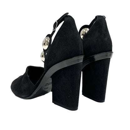 Hermes Sandals Shoes Suede Black Silver Unused Ankle Strap