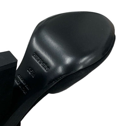 Hermes Sandals Shoes Suede Black Silver Unused Ankle Strap