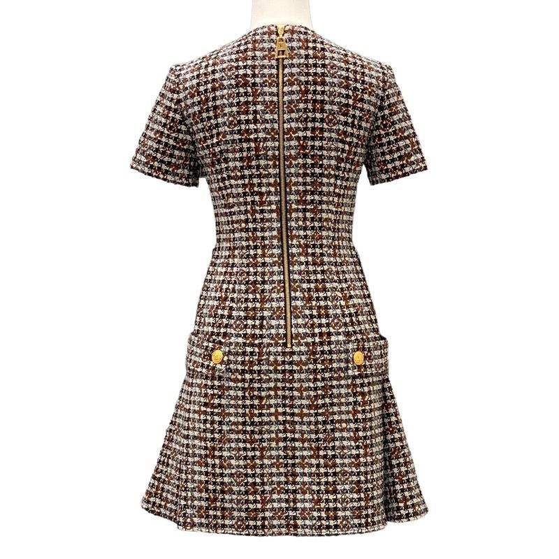 Louis Vuitton Dress Multicolor Unused Skater Dress Tweed Monogram