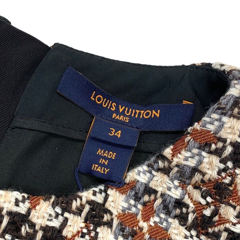 Louis Vuitton Dress Multicolor Unused Skater Dress Tweed Monogram
