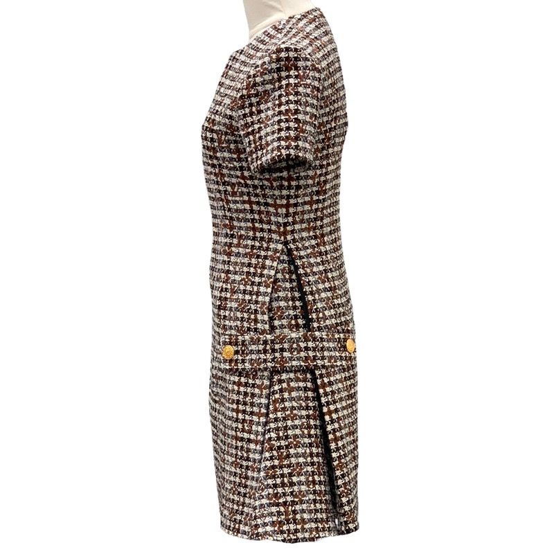 Louis Vuitton Dress Multicolor Unused Skater Dress Tweed Monogram