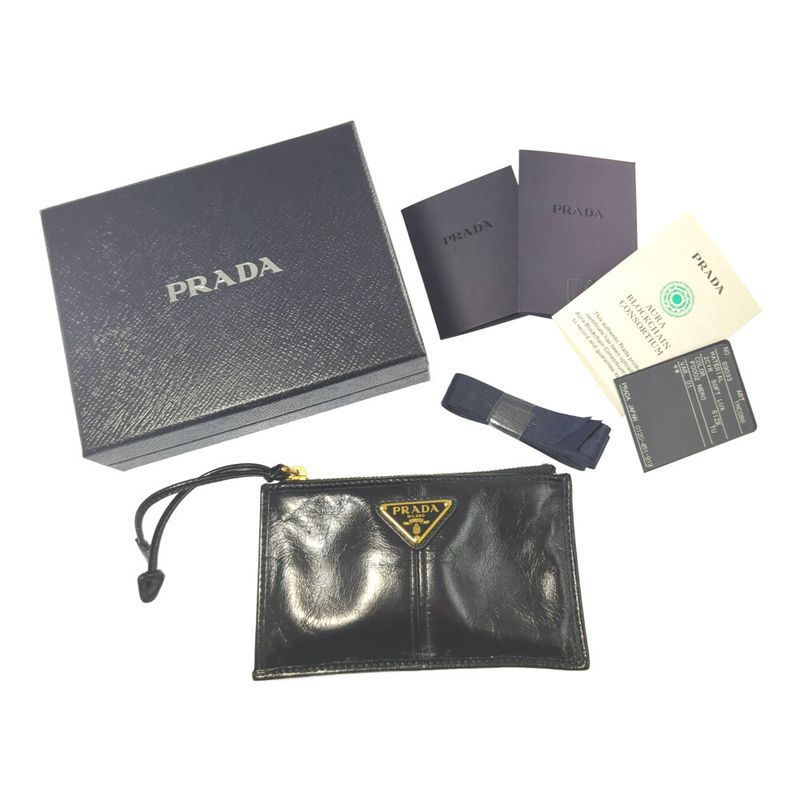 Prada Coin Case Coin Purse Wallet Pass Case 1mc086 Black Gift Anniversary B