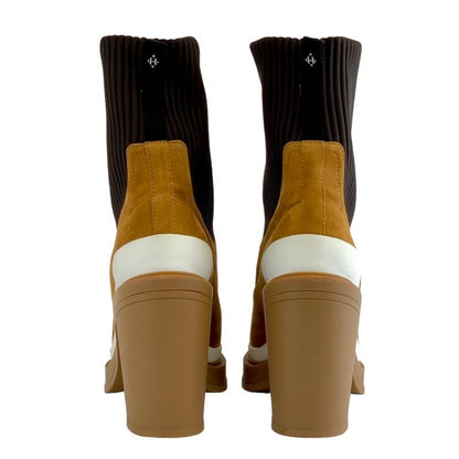 Hermes Boots Short Boots Shoes Suede Fabric Camel Brown Sock Boots