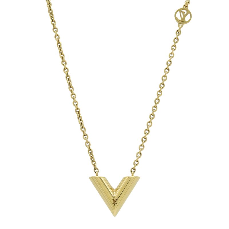 Louis Vuitton Necklace Escential V Essential Pendant GP Gold M00857