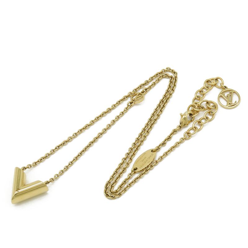 Louis Vuitton Necklace Escential V Essential Pendant GP Gold M00857