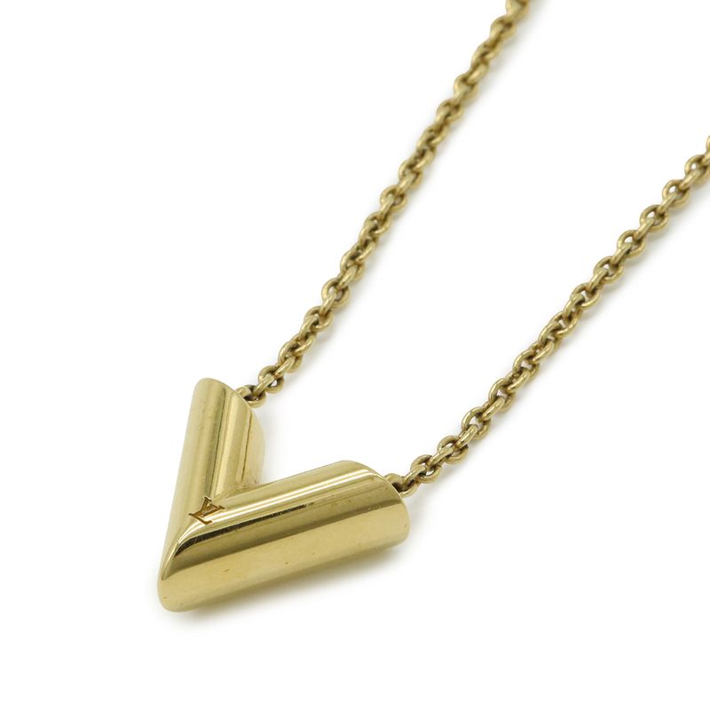 Louis Vuitton Necklace Escential V Essential Pendant GP Gold M00857