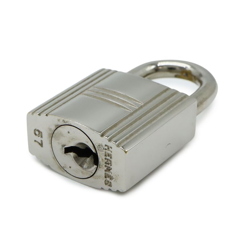 Hermes Cadenas Padlock No.57 Key Keyed Metal Silver