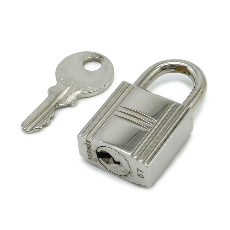 Hermes Cadenas Padlock No.57 Key Keyed Metal Silver