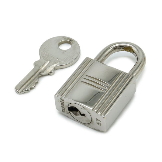 Hermes Cadenas Padlock No.57 Key Keyed Metal Silver