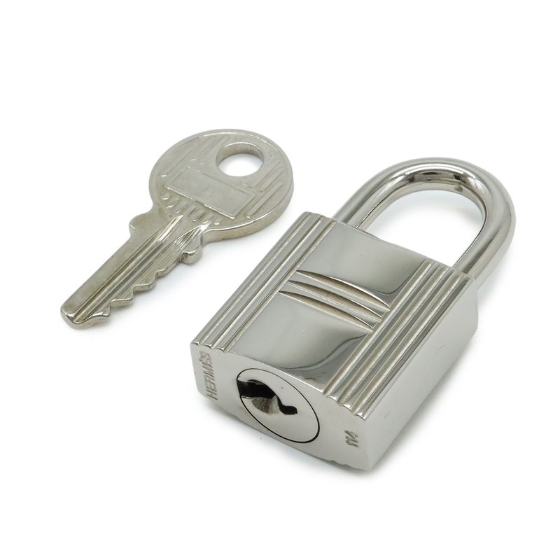 Hermes Cadenas Padlock No.114 Key Keyed Metal Silver