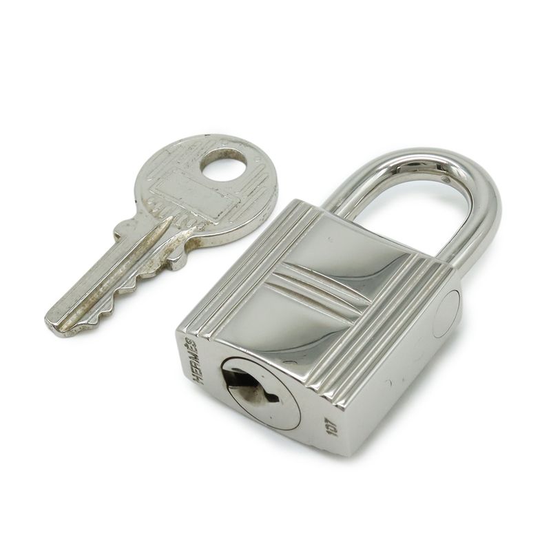 Hermes Cadenas Padlock No.107 Key Keyed Metal Silver