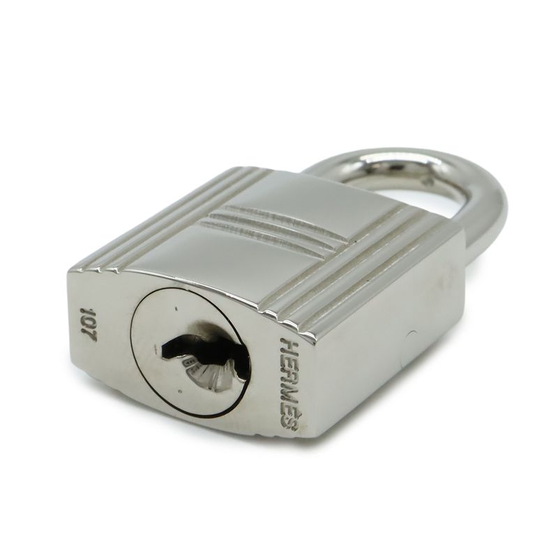 Hermes Cadenas Padlock No.107 Key Keyed Metal Silver