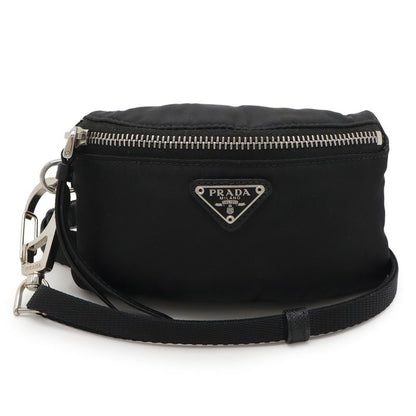 Prada Triangle Logo Multi Pouch Small Pouch with Neck Strap Nylon Leather Nero