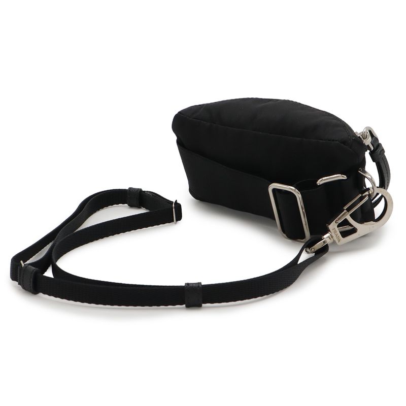 Prada Triangle Logo Multi Pouch Small Pouch with Neck Strap Nylon Leather Nero