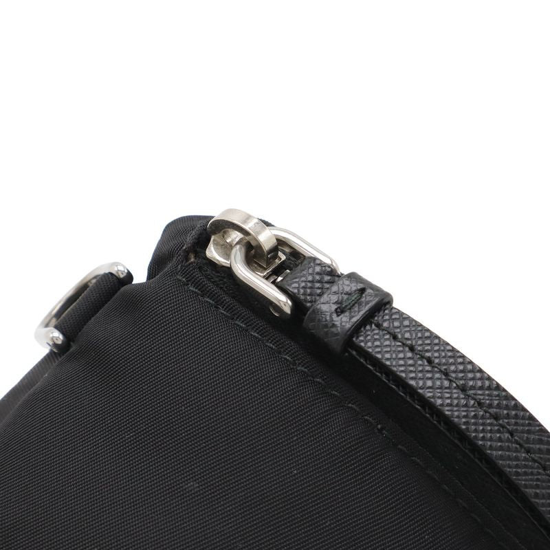 Prada Triangle Logo Multi Pouch Small Pouch with Neck Strap Nylon Leather Nero