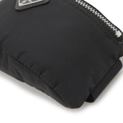 Prada Triangle Logo Multi Pouch Small Pouch with Neck Strap Nylon Leather Nero