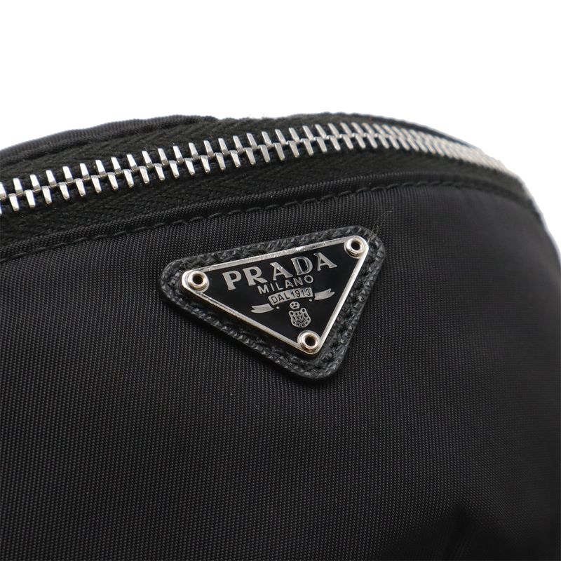 Prada Triangle Logo Multi Pouch Small Pouch with Neck Strap Nylon Leather Nero
