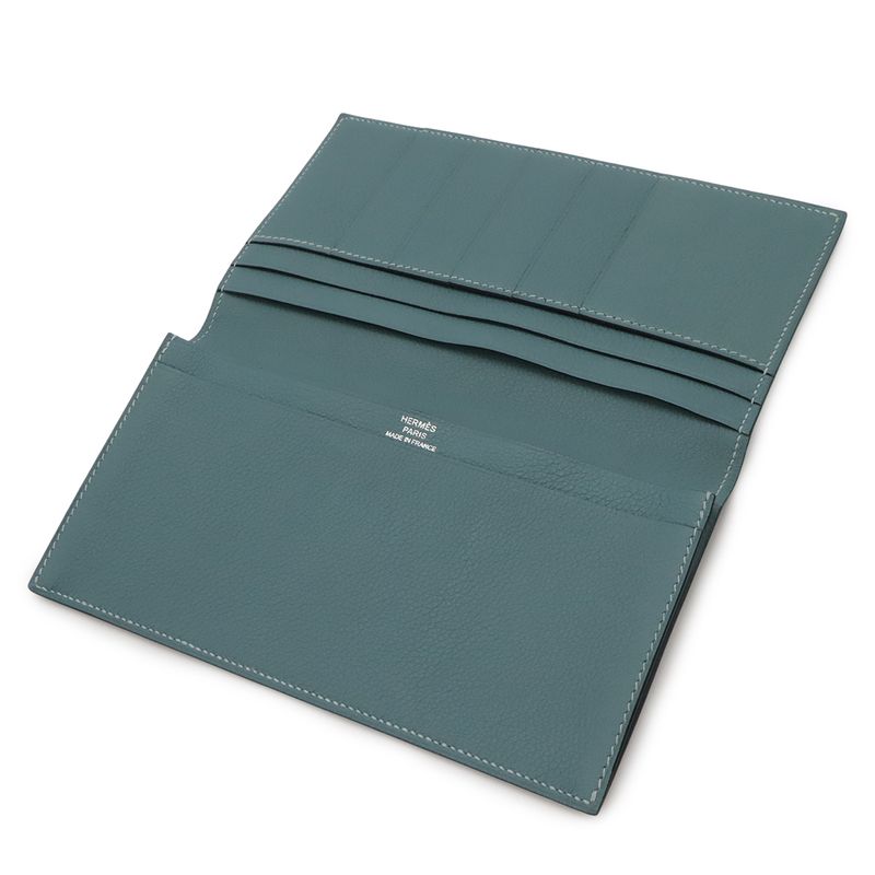 Hermes Mc2 Fleming Bifold Long Wallet Bifold Long Wallet Vorsoft Leather Aqua